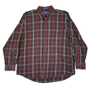 Pendleton XL Plaid Cotton Wool Shirt Men Long Sleeve Outdoors Cabincore Rugged O